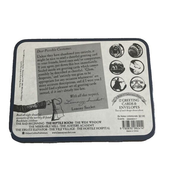 A Series of Unfortunate Events 12 Dismal Cards & Envelopes 2001 Sealed in Tin - Picture 4 of 12